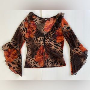 Vintage Floral and Animal Print Blouse
